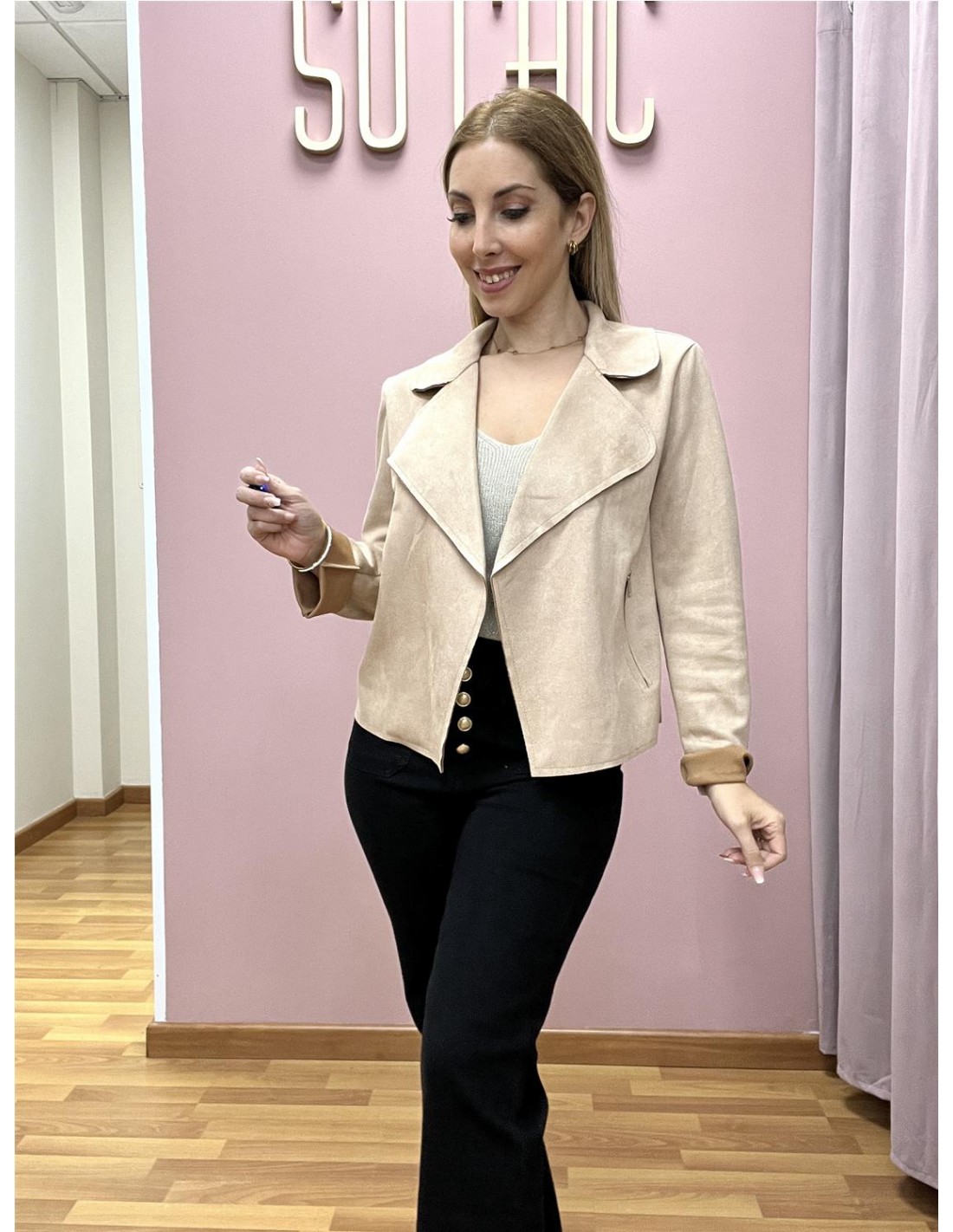 CHAQUETA CORTA ANTELINA CAMEL